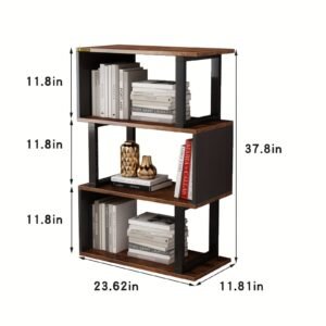 07f71217-4ea0-4cb7-95b5-a078015b10de-1.jpg 4-Tier Rustic Vintage Bookshelf - Sturdy Metal & Wood Etagere, Spacious Open Shelves, Distinctive Retro Brown Finish, Perfect for Industrial-Chic Decor