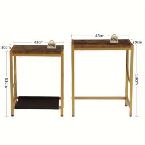 0c1cd81b-f8f1-476f-87f2-479e0ea09431-1.jpg End Table Set of 2 with Gold Metal Frame Small Side Table for Living Room Bedroom Bedside Sofa Table for Small Space Small End Table Easy Assemble Gold