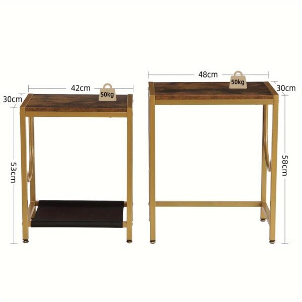 0c1cd81b-f8f1-476f-87f2-479e0ea09431-1.jpg End Table Set of 2 with Gold Metal Frame Small Side Table for Living Room Bedroom Bedside Sofa Table for Small Space Small End Table Easy Assemble Gold