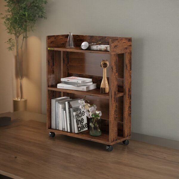 3-Tier Open Bookshelf, Bookshelves Storage Display Cabinet with Universal Wheels, Standing Bookcase, Home Bookcases Book Shelves