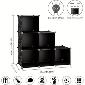 6/12-Cube Plastic Storage Organizer, DIY Modular Bookshelf, Simple Interlocking Shelving System, Space-Saving Closet For Books, Toys, Clothes, Multipurpose Use In Home & Office