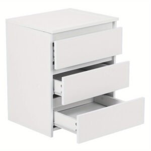 1713858358532-5263be30114f46c6934484efa081ec5b-goods.jpg White Modern Bedside Table Cabinet Nightstand with 3 Storage Drawers Bedroom Furniture