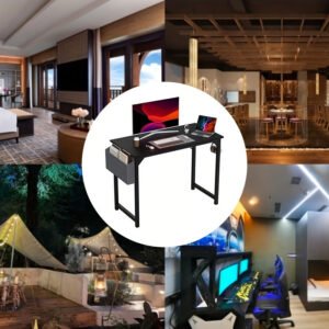 172fb355-2a5e-4c27-a0c1-8aca287d9398.jpg 47 Inches Home Office Small Computer Desk, Work Study Writing Student Kids Bedroom Wood Modern Simple Table With Storage Bag & Headphone Hooks