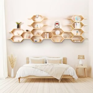 1PC/6PCS Wall Mounted / Free Standing Hexagonal Modular Storage Shelf, Honeycomb Bookshelf, Display Shelf, Art shelves for Living Room, Bedroom, Office