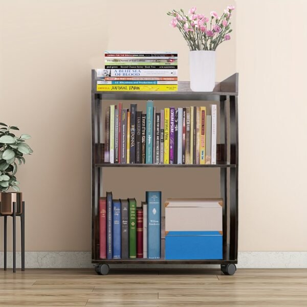 3-Tier Open Bookshelf, Bookshelves Storage Display Cabinet with Universal Wheels, Standing Bookcase, Home Bookcases Book Shelves