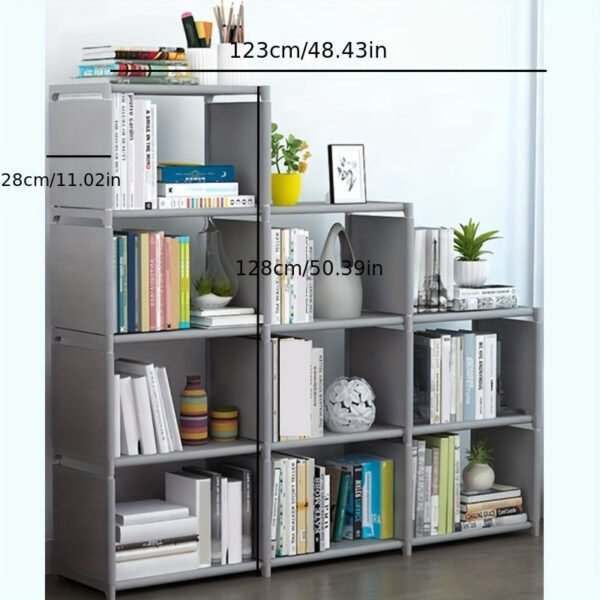 3482915e-fbc3-11ed-96bc-0a580a698dd1.jpg 1pc Versatile 9-Layer Bookshelf - Modular Design, Space-Saving, Ideal for Living Room & Bedroom - Store Books, Clothes & More