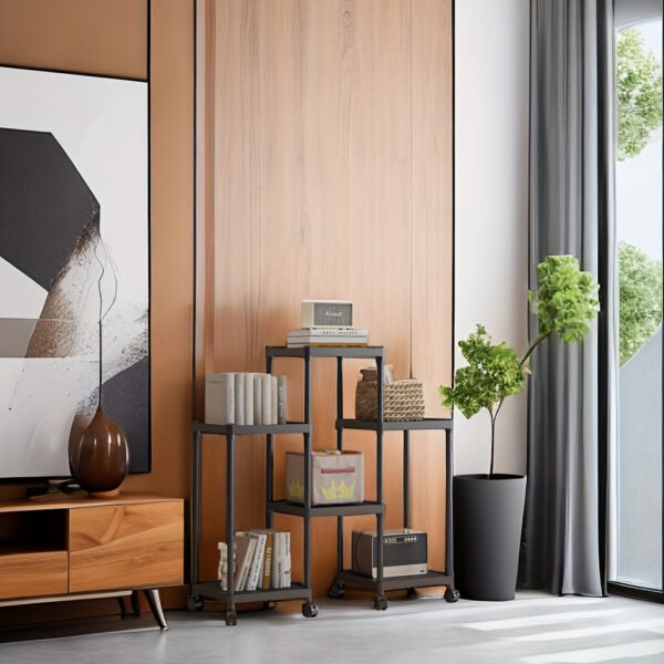 39ae0fa5-4496-4798-80af-26e4a9d6a0fa-1.jpg 1pc 6-Tier Storage Shelf Unit, Black Plastic Modular Bookcase Organizer, Versatile Shelving Rack, For Home & Office Use