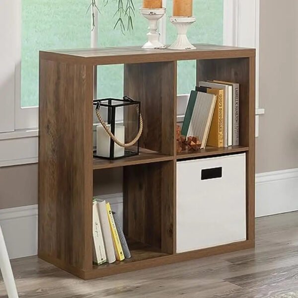 4-Cube Organizer Storage Bookcase Rural Pine Finish Shelf Office Bedroom Living Room Hallway Adult Rectangular Organizer Storage