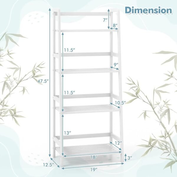 4-Tier-Bamboo-Bookshelf-Freestanding-Open-Bookcase-Book-Shelf-Multifunctional-Plant-Flower-Display-Stand-White-Ladder_3a863221-0166-4755-b611-a40ae77041f9.jpg 4 Tier Bamboo Bookshelf, Freestanding Open Bookcase Book Shelf Multifunctional Plant Flower Display Stand, White Ladder Shelf