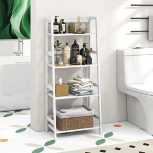 4-Tier-Bamboo-Bookshelf-Freestanding-Open-Bookcase-Book-Shelf-Multifunctional-Plant-Flower-Display-Stand-White-Ladder_b5f655bc-49e3-4744-85ac-f93eac7a122a.jpg 4 Tier Bamboo Bookshelf, Freestanding Open Bookcase Book Shelf Multifunctional Plant Flower Display Stand, White Ladder Shelf