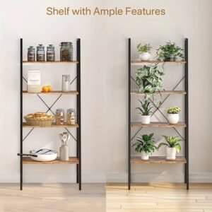 4-Tier-Ladder-Bookshelf-Industrial-Ladder-Bookcase-Plant-Shelf-Storage-Shelf-Organizer-with-Metal-Frame-for_1d04953b-f497-488f-8c9c-df2e10b2142d.jpg 4-Tier Ladder Bookshelf, Industrial Ladder Bookcase, Plant Shelf, Storage Shelf Organizer with Metal Frame for Living Room, Home