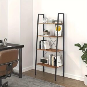 4-Tier-Ladder-Bookshelf-Industrial-Ladder-Bookcase-Plant-Shelf-Storage-Shelf-Organizer-with-Metal-Frame-for_34643f01-271e-4517-a8ea-8c933da16952.jpg 4-Tier Ladder Bookshelf, Industrial Ladder Bookcase, Plant Shelf, Storage Shelf Organizer with Metal Frame for Living Room, Home