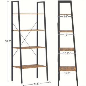 4-Tier-Ladder-Bookshelf-Industrial-Ladder-Bookcase-Plant-Shelf-Storage-Shelf-Organizer-with-Metal-Frame-for_a7806382-51a4-4ae0-9a7f-be2611810d7a.jpg 4-Tier Ladder Bookshelf, Industrial Ladder Bookcase, Plant Shelf, Storage Shelf Organizer with Metal Frame for Living Room, Home