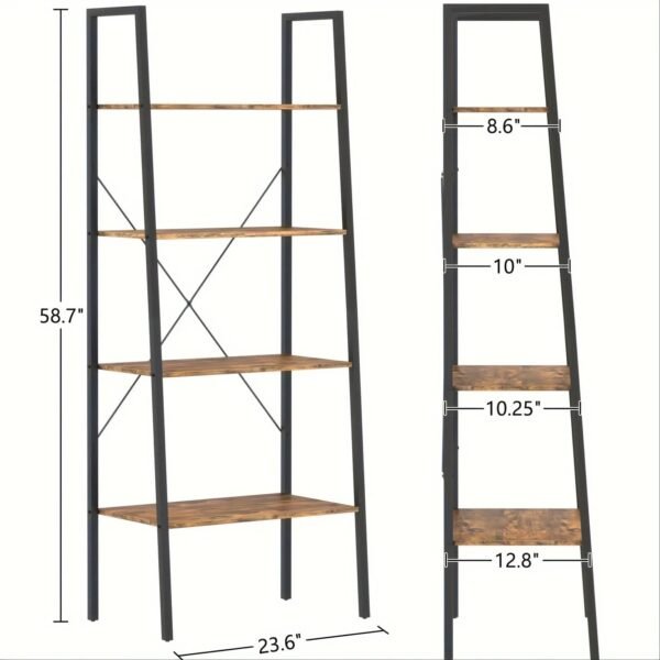 4-Tier-Ladder-Bookshelf-Industrial-Ladder-Bookcase-Plant-Shelf-Storage-Shelf-Organizer-with-Metal-Frame-for_a7806382-51a4-4ae0-9a7f-be2611810d7a.jpg 4-Tier Ladder Bookshelf, Industrial Ladder Bookcase, Plant Shelf, Storage Shelf Organizer with Metal Frame for Living Room, Home