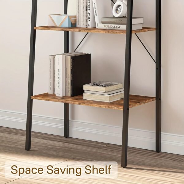4-Tier-Ladder-Bookshelf-Industrial-Ladder-Bookcase-Plant-Shelf-Storage-Shelf-Organizer-with-Metal-Frame-for_a9e411fd-62f0-4ed8-9c07-5e9724d7df5e.jpg 4-Tier Ladder Bookshelf, Industrial Ladder Bookcase, Plant Shelf, Storage Shelf Organizer with Metal Frame for Living Room, Home