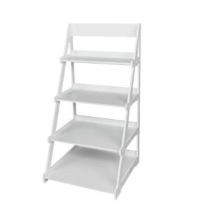 4 Tier Ladder Shelf Bookcase Home Storage Rack Display Shelf Ladder Style Bookshelf Accent Furniture for Office, Bedroom, Living