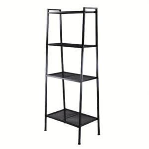 4-Tier Ladder Shelf Bookcase, Multipurpose Iron Widen Ladder Bookshelf Plant Storage Organizer Rack, Display Rack for Home