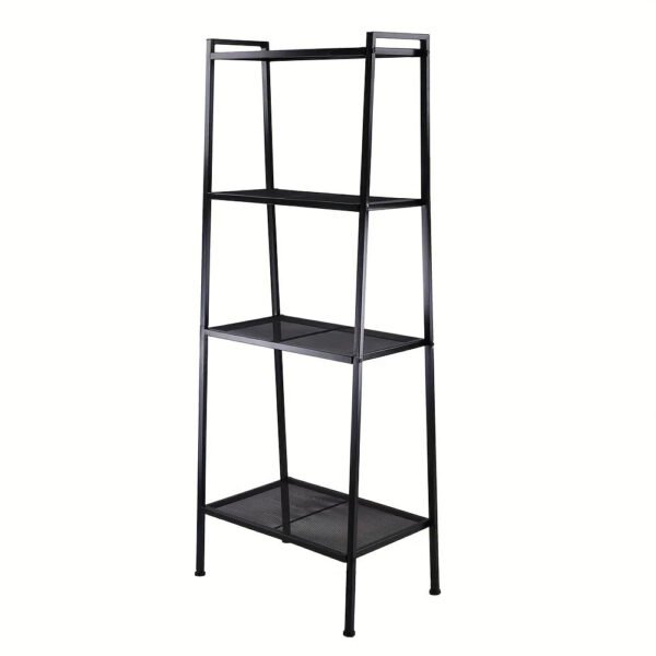 4-Tier Ladder Shelf Bookcase, Multipurpose Iron Widen Ladder Bookshelf Plant Storage Organizer Rack, Display Rack for Home