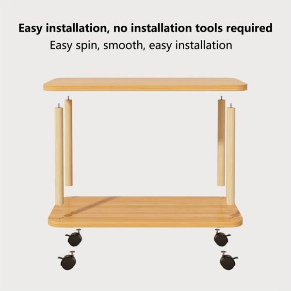 Sturdy Rolling Wooden Side Table with Smooth Wheels - No Leg Design, 2-Tier Storage for Small Spaces - Perfect as Sofa End, Couch, Nightstand or Bedside Table - Modern, Space-Saving Solution for Living Room & Bedroom