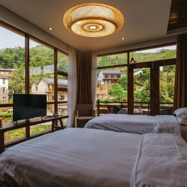 40CM Bamboo Wicker Rattan Ceiling Light Fixture Flush Mount Asian Art Pendant Lamp  Commercial Restaurant Personalized Shop