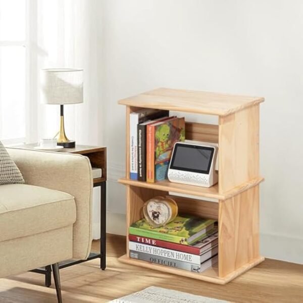 41FBbwVj5KL._AC_UY879.jpg Storage Shelf, 2-Tier Open Bookcase with Adjustable Storage Shelves, Floor Standing Unit, Bookshelf for Study, Living Room, Kids Room Decor, Kitchen,Bathroom, Natural