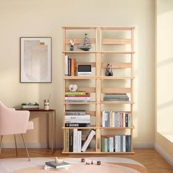 41XRGRsBmQL._AC_UY879.jpg Storage Shelf, 2-Tier Open Bookcase with Adjustable Storage Shelves, Floor Standing Unit, Bookshelf for Study, Living Room, Kids Room Decor, Kitchen,Bathroom, Natural