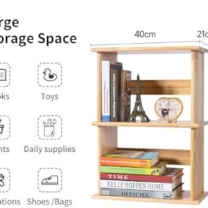 41u8HrSCrEL._AC_UY879.jpg Storage Shelf, 2-Tier Open Bookcase with Adjustable Storage Shelves, Floor Standing Unit, Bookshelf for Study, Living Room, Kids Room Decor, Kitchen,Bathroom, Natural