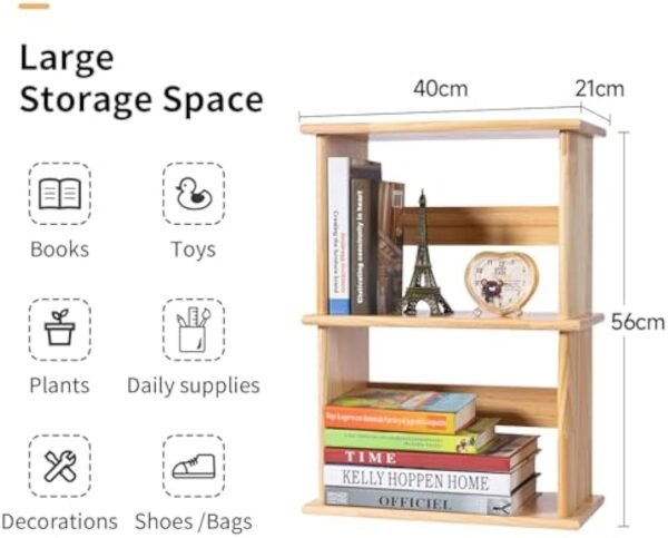 41u8HrSCrEL._AC_UY879.jpg Storage Shelf, 2-Tier Open Bookcase with Adjustable Storage Shelves, Floor Standing Unit, Bookshelf for Study, Living Room, Kids Room Decor, Kitchen,Bathroom, Natural