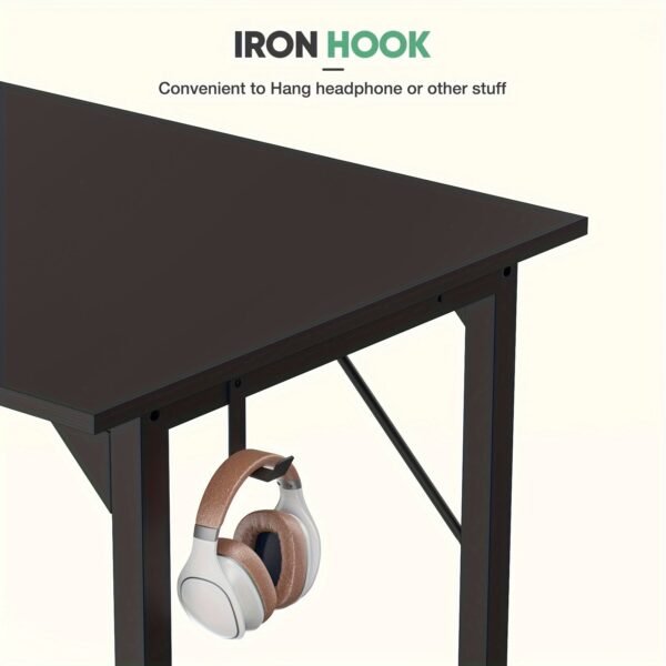 1pc Computer Desk For Small Spaces With Storage Bag, Home Office Work Desk With Headphone Hook, Small Office Desk Study Writing Table