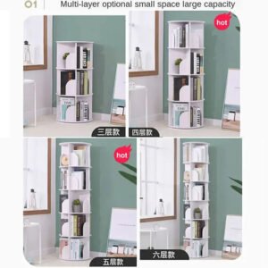 5 Layer Organizer Bookshelf Landing Office Study Round Rotating Storage Shelf Dormitory Corner Primary School Bookcase Holder