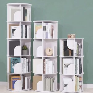 5 Layer Organizer Bookshelf Landing Office Study Round Rotating Storage Shelf Dormitory Corner Primary School Bookcase Holder