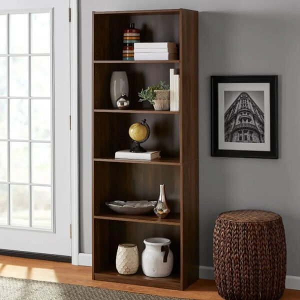 5-Shelf-Bookcase-with-Adjustable-Shelves-Canyon-Walnut-Open-Storage-Book-Shelves-for-Living-Room-Bedroom.jpg 5-Shelf Bookcase with Adjustable Shelves, Canyon Walnut Open Storage Book Shelves for Living Room Bedroom