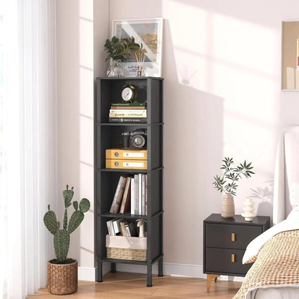 5-Tier-Narrow-Bookshelf-4-Cube-Bookcase-Slim-Corner-Open-Display-Storage-Shelf-for-Small-Space_083a9339-eac2-4503-83e4-a970b0819024.jpg 5 Tier Narrow Bookshelf, 4 Cube Bookcase, Slim Corner Open Display Storage Shelf for Small Space, Living Room, Office