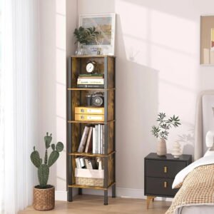 5-Tier-Narrow-Bookshelf-4-Cube-Bookcase-Slim-Corner-Open-Display-Storage-Shelf-for-Small-Space_e7042b3c-b48d-4555-8340-68c99d100e31.jpg 5 Tier Narrow Bookshelf, 4 Cube Bookcase, Slim Corner Open Display Storage Shelf for Small Space, Living Room, Office
