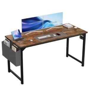1pc Computer Desk For Small Spaces With Storage Bag, Home Office Work Desk With Headphone Hook, Small Office Desk Study Writing Table