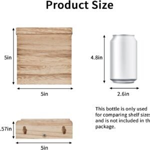 Fixwal Floating Shelves for Wall, Rustic Wood Small Wall Mounted Shelves for Bedroom, Living Room, Kitchen, Bathroom Decor, Set of 4, 5 x 5 Inches (Carbonized Black)