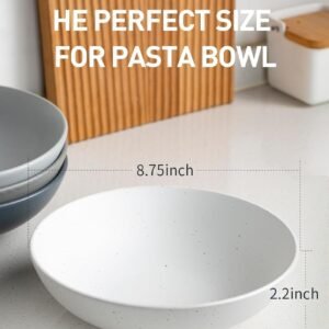 61IfF9BhxmL._AC_SL1500.jpg famiware Moon Pasta Bowls Set of 4, Large Salad Bowls, 8.75 Inch Ceramic Bowls for Serving Dinner, Microwave and Dishwasher Safe, Multi-color