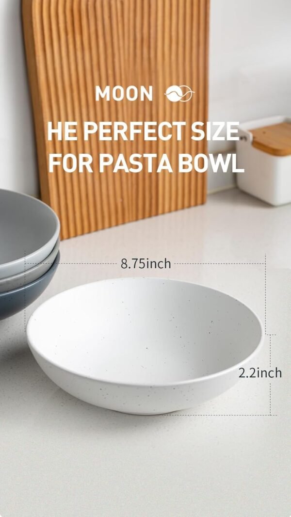 61IfF9BhxmL._AC_SL1500.jpg famiware Moon Pasta Bowls Set of 4, Large Salad Bowls, 8.75 Inch Ceramic Bowls for Serving Dinner, Microwave and Dishwasher Safe, Multi-color