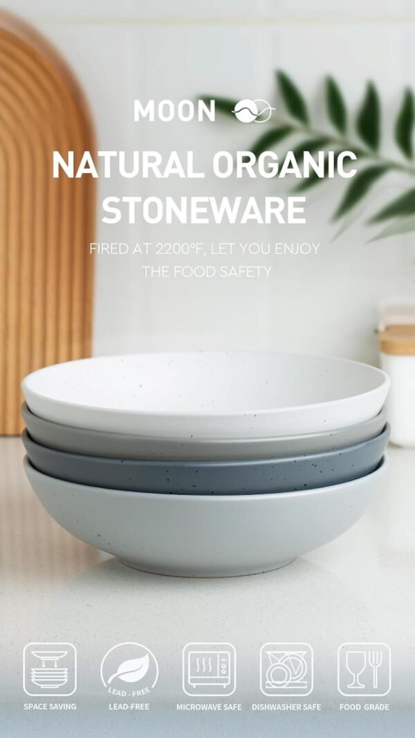 61KnBDFxAFL._AC_SL1500.jpg famiware Moon Pasta Bowls Set of 4, Large Salad Bowls, 8.75 Inch Ceramic Bowls for Serving Dinner, Microwave and Dishwasher Safe, Multi-color