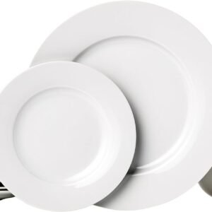 Amazon Basics 18-Piece Kitchen Dinnerware Set, Plates, Dishes, Bowls, Service for 6 - White