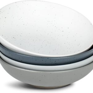famiware Moon Pasta Bowls Set of 4, Large Salad Bowls, 8.75 Inch Ceramic Bowls for Serving Dinner, Microwave and Dishwasher Safe, Multi-color