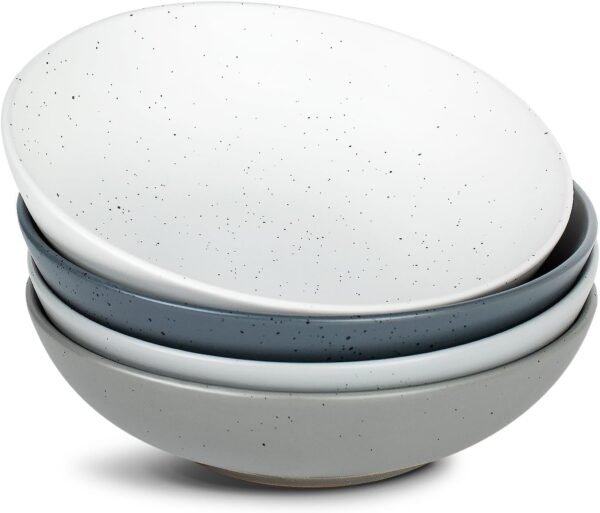 61aqFqTdUDL._AC_SL1352.jpg famiware Moon Pasta Bowls Set of 4, Large Salad Bowls, 8.75 Inch Ceramic Bowls for Serving Dinner, Microwave and Dishwasher Safe, Multi-color