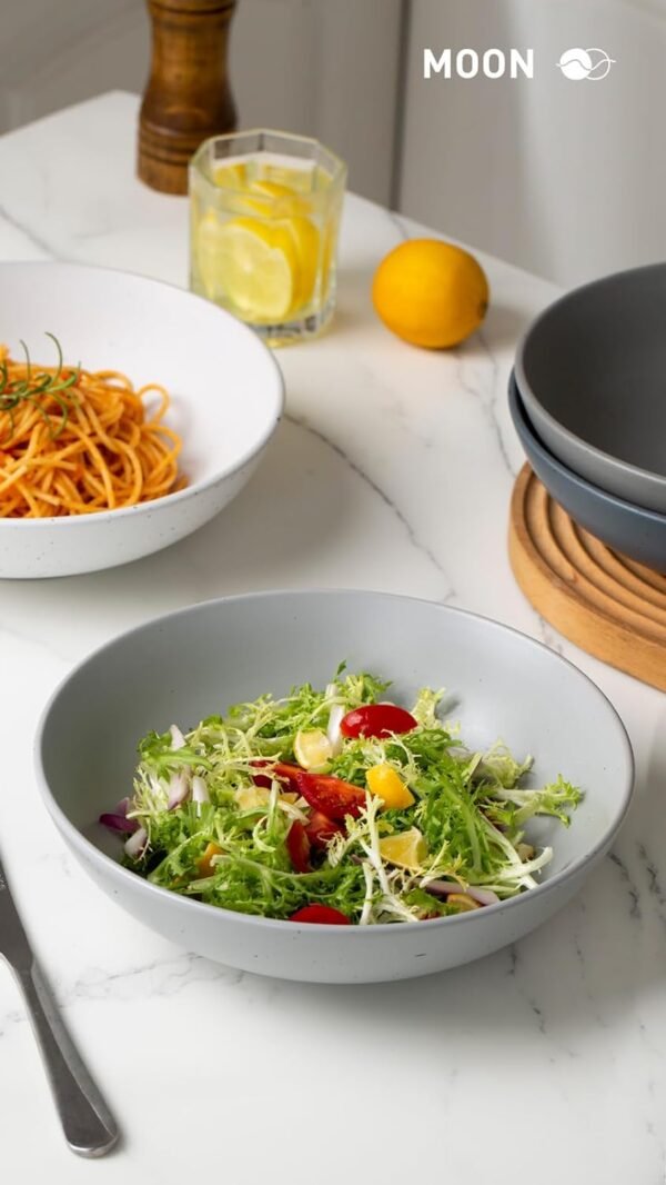 61jtVt6SFGL._AC_SL1500.jpg famiware Moon Pasta Bowls Set of 4, Large Salad Bowls, 8.75 Inch Ceramic Bowls for Serving Dinner, Microwave and Dishwasher Safe, Multi-color