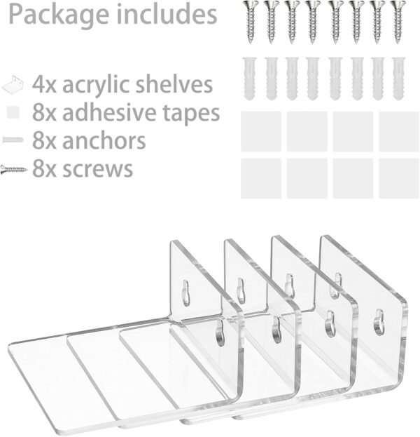 61ve0fnerQL._AC_SL1500.jpg Acrylic Small Adhesive Wall Shelves,Mini Floating Shelves,Acrylic Display Shelves,Ledges for Pop Figures,Plant,Picture Photo Modern Wall for Bedroom Decor Living Room