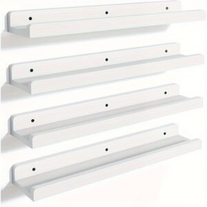 6e606d03-c7ac-4a5d-ad1e-238b3acc271a-1.jpg 4pcs Floating Shelves, Shelves, Wall Mounted Shelves for Home Decor and Storage, Modern Ledges for Living Room, Bedroom, Bathroom, Office Easy To Install, Convenient For Classification, Quick To Pick Up, Stable And Reliable (White/Black)23.6x4.3in
