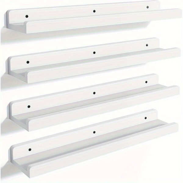 6e606d03-c7ac-4a5d-ad1e-238b3acc271a-1.jpg 4pcs Floating Shelves, Shelves, Wall Mounted Shelves for Home Decor and Storage, Modern Ledges for Living Room, Bedroom, Bathroom, Office Easy To Install, Convenient For Classification, Quick To Pick Up, Stable And Reliable (White/Black)23.6x4.3in