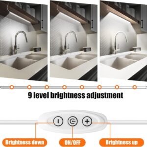 LED Under Cabinet Lighting, Under Cabinet Lights with USB Powered Under Cabinet Lights for Closet Light Bar Under Counter Lighting Work Tables Student Dormitory (Include AC Power Plug)