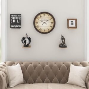 Fixwal Floating Shelves for Wall, Rustic Wood Small Wall Mounted Shelves for Bedroom, Living Room, Kitchen, Bathroom Decor, Set of 4, 5 x 5 Inches (Carbonized Black)