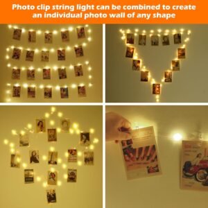 71Gc-AiiGHL._AC_SL1500-1.jpg 120 LED Photo Clips String Light with Remote, 40FT Fairy Lights with 52 Clear Picture Clips, Timer & 8 Modes USB Powered Copper Wire Lights for Dorm, Bedroom, Christmas, Party (Warm White)