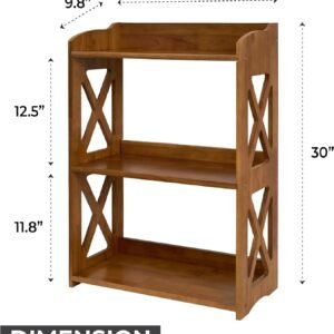 71IO13J_-BL._AC_SL1500.jpg Natural Wood Bookcase, 3 Tier Bookshelf, Freestanding Display Storage Shelves Open Bookshelf for Bedroom, Living Room and Office (Standard, Brown)